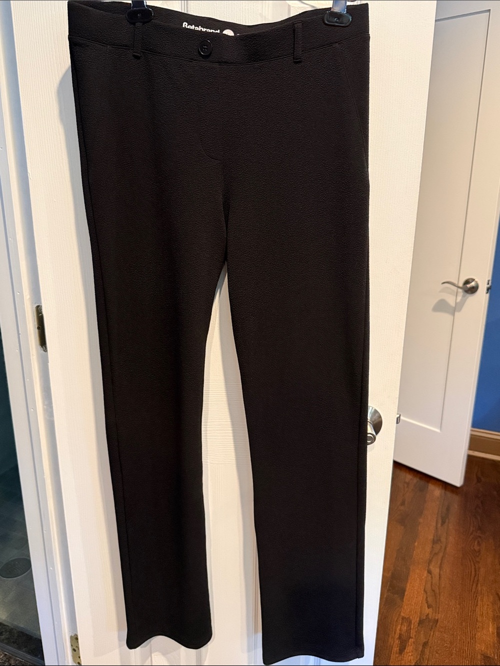 Betabrand Black Knit Straight-Leg Trousers with Belt Loops